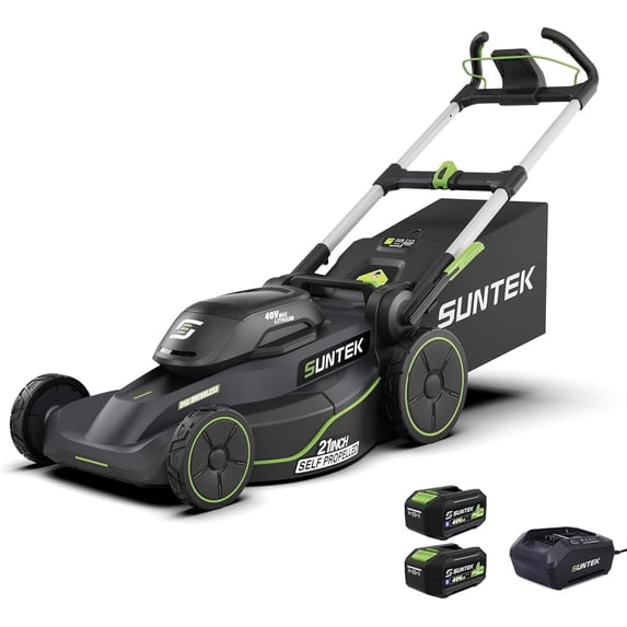 Suntek Black 21-inch Cordless Self-Propelled Walk-Behind Mower, 40V, IOT and App Connection