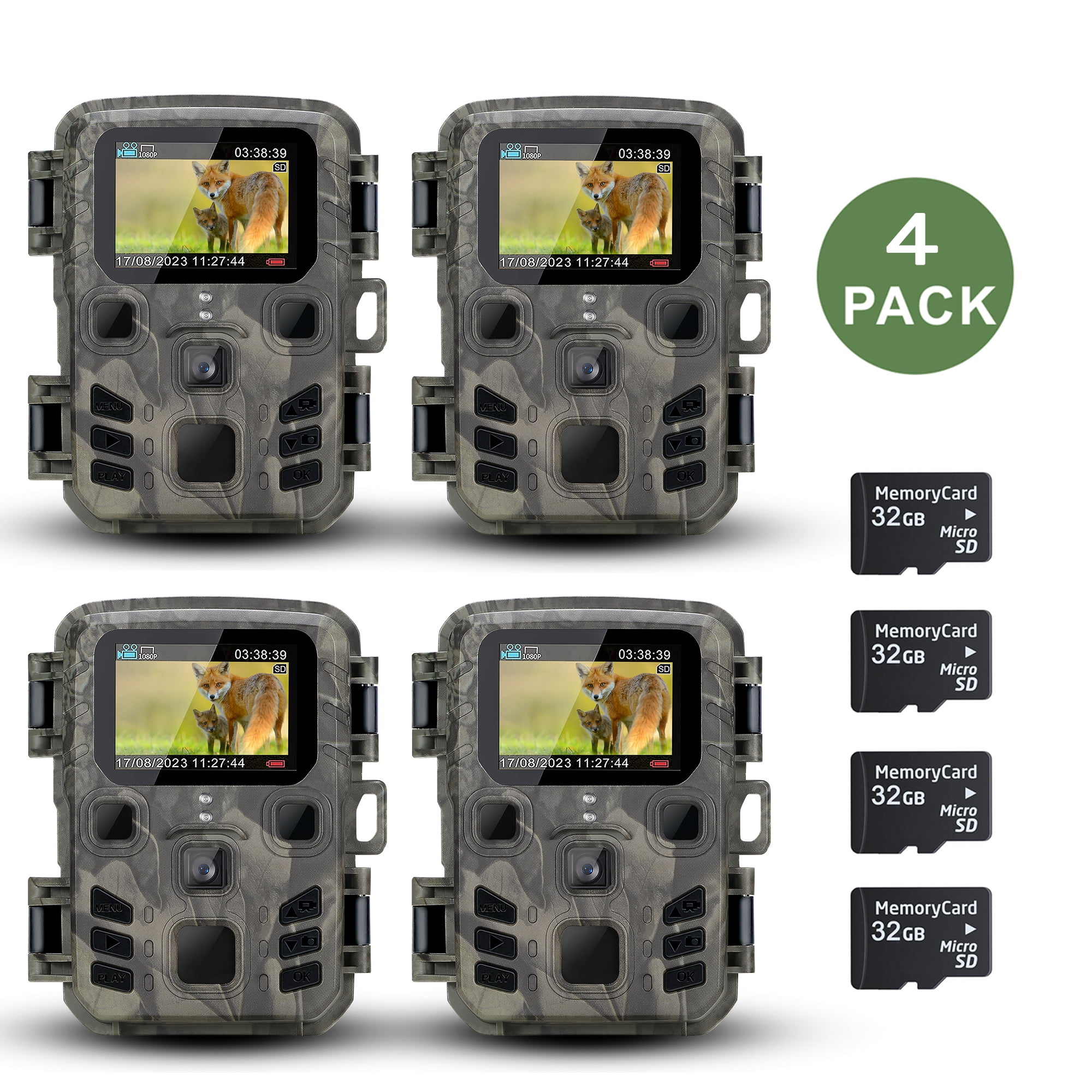 SuntekCam 24MP 1080P Mini Game Camera4 Packwith 32G Micro SD Card Trail