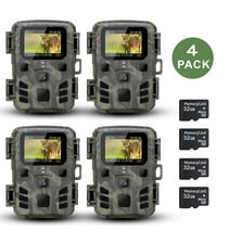 SuntekCam 24MP 1080P Mini Game Camera4 Packwith 32G Micro SD Card Trail Camera, Wildlife Waterproof Hunting Camera Wildgame, Hunting Trail Monitors HC-Mini301