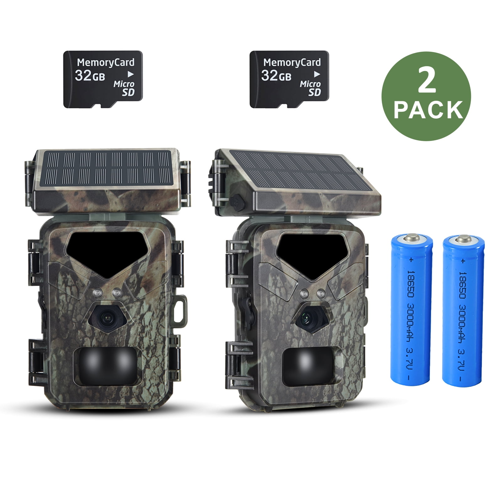 SuntekCam Solar Powered Game Camera【2 Pack】20MP 1080P Trail Camera with