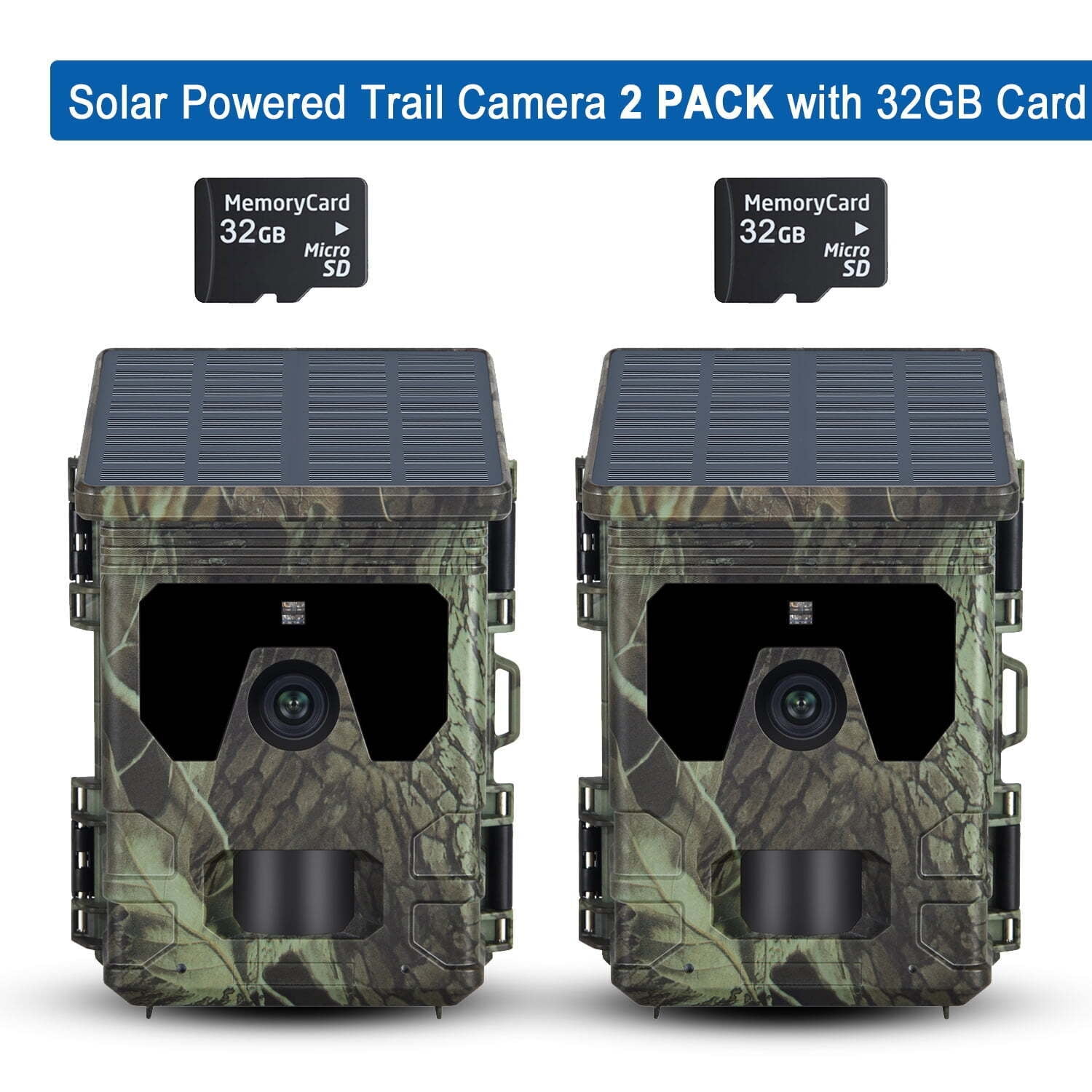 SuntekCam Solar Powered Trail Camera【2 Pack】, 50MP 4K Hunting Game