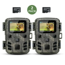 SuntekCam Trail Camera 2 Pack 24MP 1080P Mini Game Camera HD Resolution with 32GB Micro SD Card Hunting Camera Low Glow Night Vision Motion Activated Waterproof for Outdoor Scouting Wildlife Monitor
