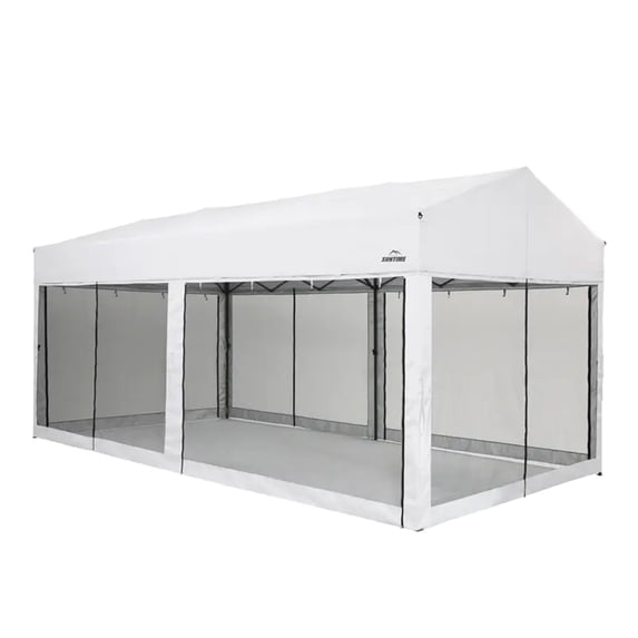 Suntime 10'x20' Easy Pop Up Rectangular Canopy w/Removable Sidewalls, White