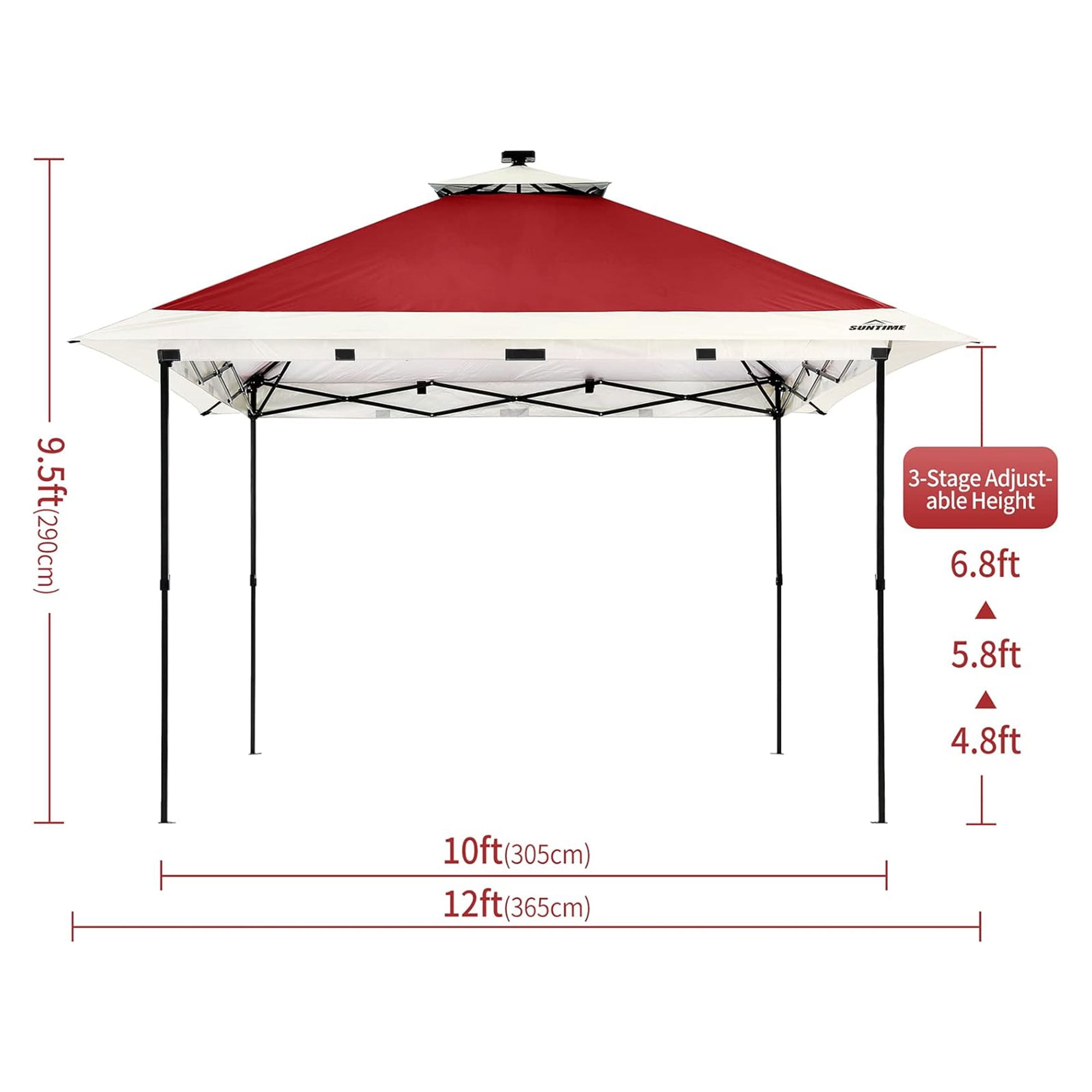 Suntime 12 x 12 Instant Pop Up Solar Light Screen Canopy Tent Shelter