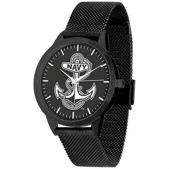 Suntime ST-CO3-NAA-STATEM-BB Naval Academy Midshipmen Mesh Statement Watch - Black Band & Dial