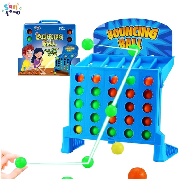 Suntomo Bounce Balls Shots Game, Connect Four Jumping Ball Game, 4 In a Row Ball Bounce Game, Bounce Ball Game Family Party Games, Funny Ball Tabletop Game Toys