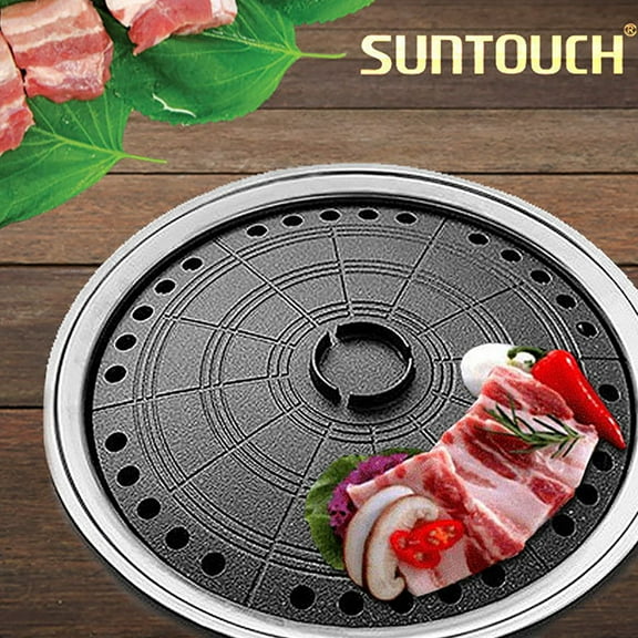 Suntouch Korean BBQ Round Multi Grill Plate, Caldron Shape, Tabletop Indoor Outdoor Grill Pan