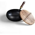 thumbnail image 1 of Suntuup Japanese Iron Pan, Uncoated Iron Pan, Hand-Forged Non-Stick Pans without Coating, Japanese Frying Pans with Lid (with Wooden Lid - A,26cm/10.24in), 1 of 7