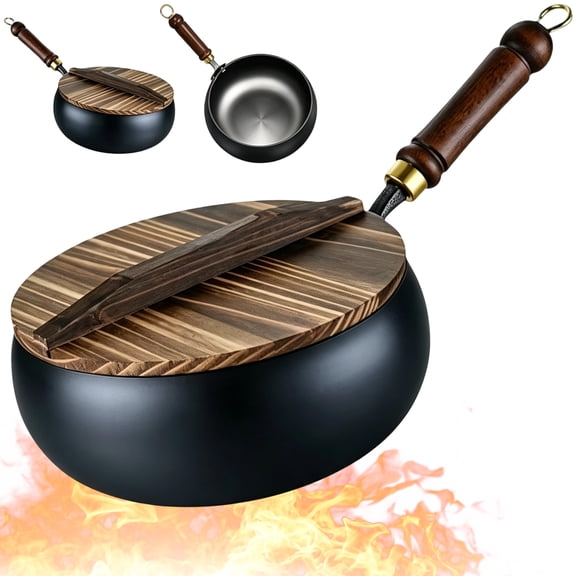 Japanese Iron Pan, Uncoated Thick Iron Pot, 9.45in Suitable for Pots On Electric Stoves, Induction Cookers And Gas Stoves