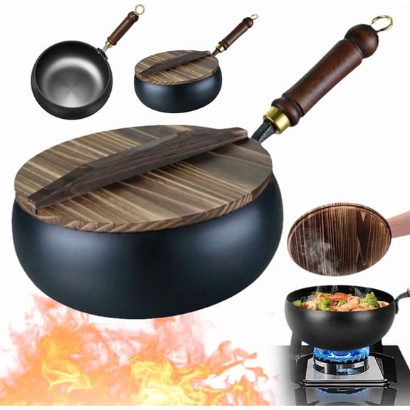 Japanese Iron Pan, Uncoated Thick Iron Pot, 9.45in Suitable for Pots On Electric Stoves, Induction Cookers And Gas Stoves