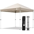thumbnail image 1 of 10x10 Pop up Canopy Tent Instant Gazebo for Outside Camping Portable Outdoor Shading Shelter Easy Setup Sunula Beach Tent with Carrying Bag for Party, Events, Backyard, Patio, Wedding, Market, Khaki, 1 of 6
