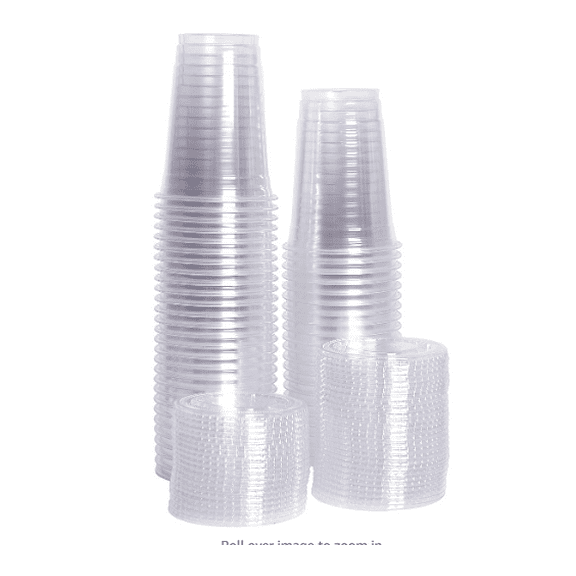 Sunup packaging [10 oz. - 500 Count Clear Plastic Cups With Lids, Disposable Coffee Cups with Flat Lids - Ideal for Cold Beverages, Smoothies, and To-Go Drinks