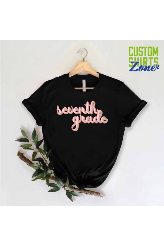Teacher Grade T-Shirt Retro Seventh Grade Back To School Rainbow Teacher Outfit, Full Size S-5XL