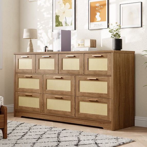 Multi Pattern Drawers Sunvasagoo 10-Drawer Rattan Drawers - Storage Chest, Bedroom Storage ...
