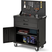 Sunvasagoo 35" Rolling Tool Chest Cabinet, Steel Storage with Drawers, Pegboard, Wheels