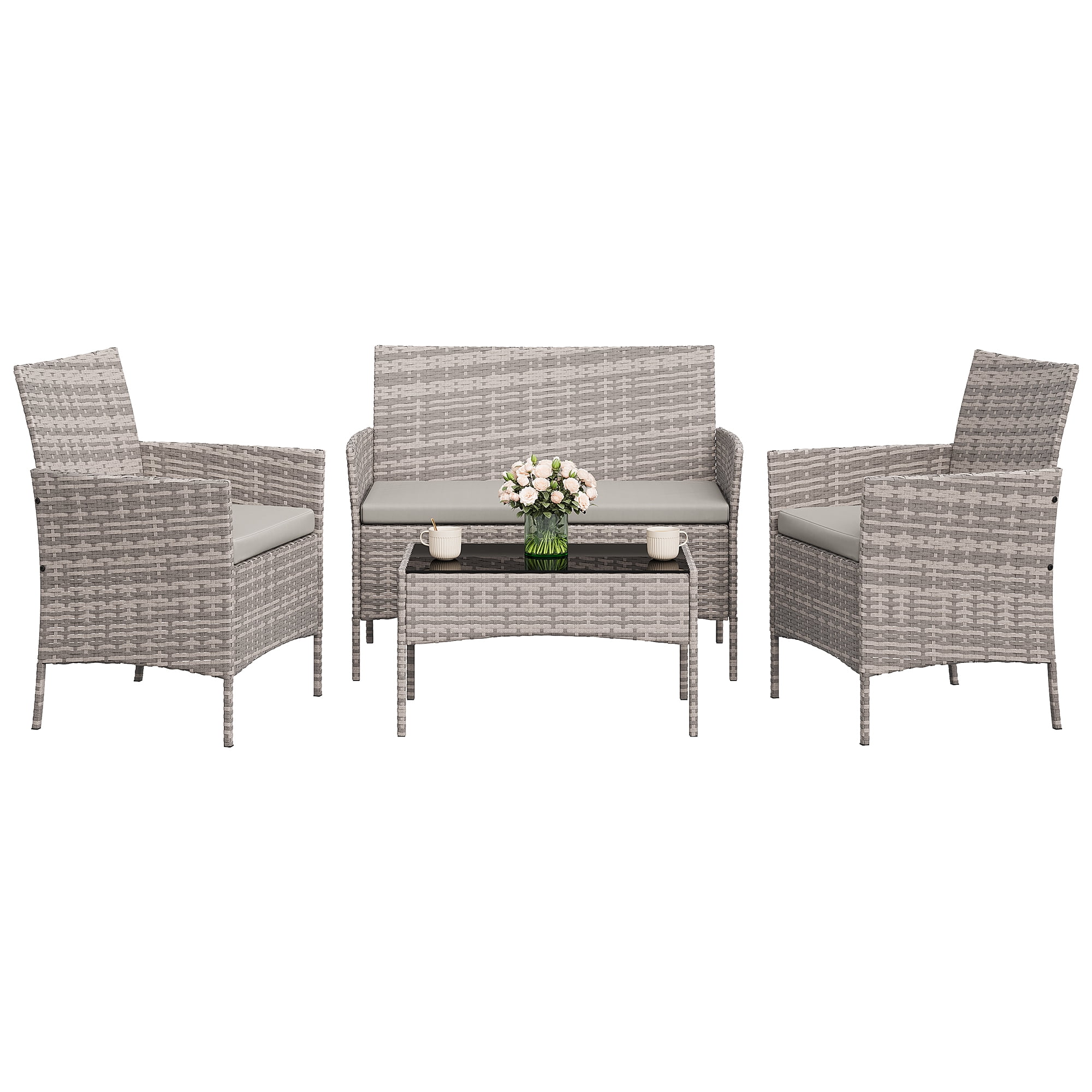 Sunvasagoo 4 Piece Wicker Patio Bistro Set – Outdoor Conversation ...