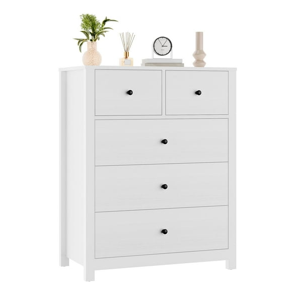 Sunvasagoo 5-Drawer Tall Dresser, Modern Wooden Chest of Drawers for Bedroom, Entryway or Office