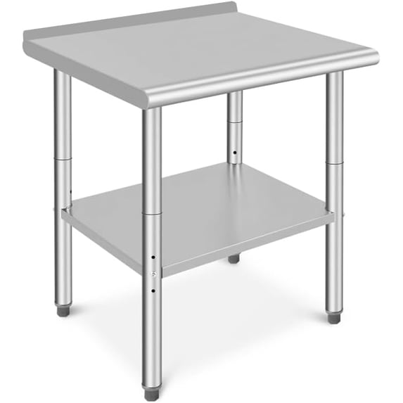 Sunvasagoo Commercial Stainless Steel Work Table, NSF Certified, Adjustable Shelf, Silver Finish