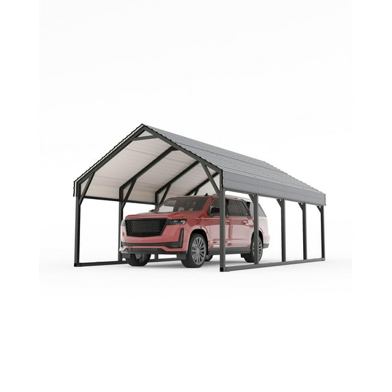 Sunvasagoo Heavy Duty Metal Carport with Steel Roof, All-Weather Shelter for Vehicles (4 Size Options)