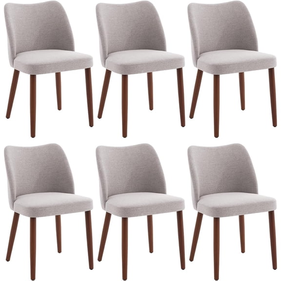 Sunvasagoo Set of 4/6 Modern Dining Chairs, Wood Legs, Linen Upholstery