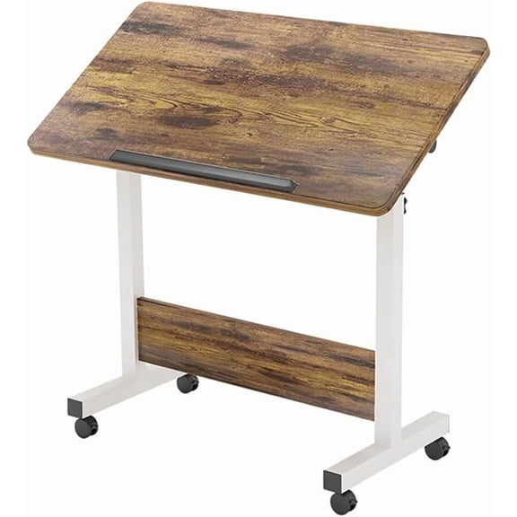 Sunvasagoo Standing Height Adjustable Computer Desk with Wheels Mobile Computer Table Sit Stand Up for Work Office Home, Ergonomic Rising Computer Table