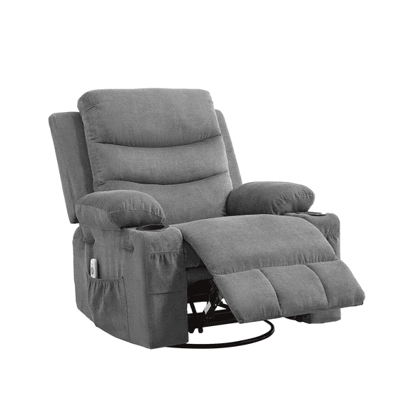 Sunvasagoo Swivel Recliner Chair with Massage & Heat, Manual Rocking Sofa, Linen/Corduroy/PU