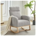 thumbnail image 1 of Sunvasagoo Wingback Rocking Chair with Wood Frame, Fleece/Linen/PU Upholstery, 4 Colors, 1 of 7