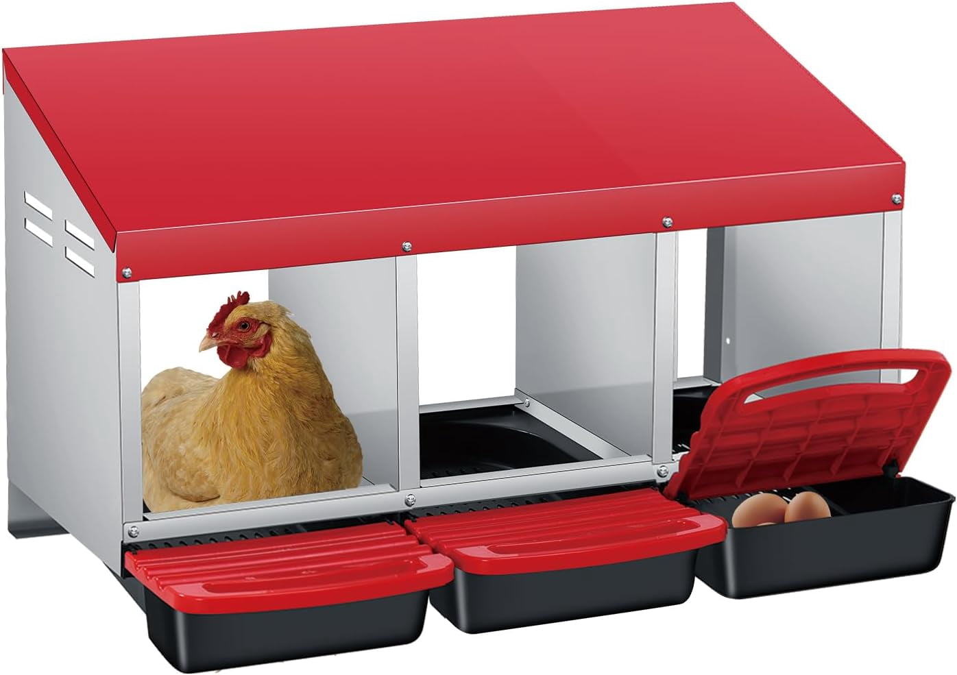 Sunvasagoo Zinc Alloy Chicken Nesting Box, 3/4 Hole Roll Away Egg ...