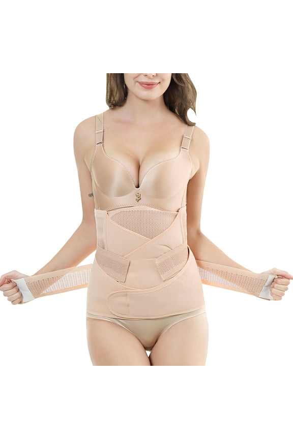 3 in 1 Postpartum Support Recovery Belly Wrap Waist Postpartum Recovery Belt, Beige, XXL