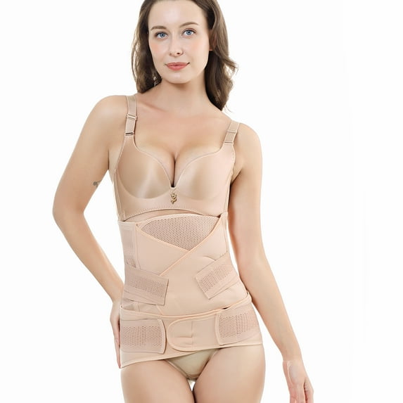 Sunveno 3in1 Belly/Abdomen/Pelvis Postpartum Belt Body Recovery Shapewear Waist Cincher Belly Bands Pregnancy Maternity Clothing, Size 4XL