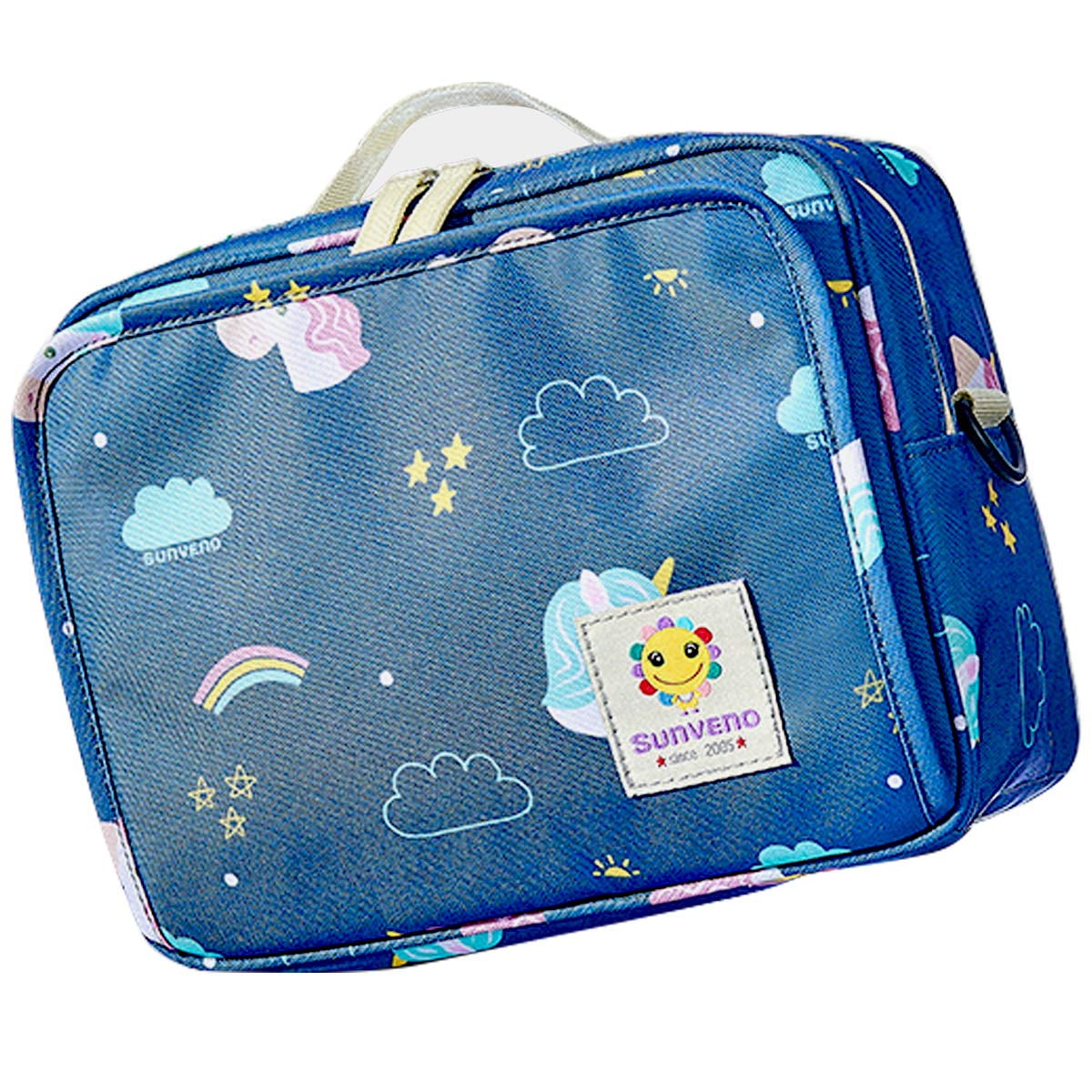 Sunveno Blue Mommy Baby Diaper Bag Tote Travel Reusable Wet Dry Cloth Diaper Bag Organizer