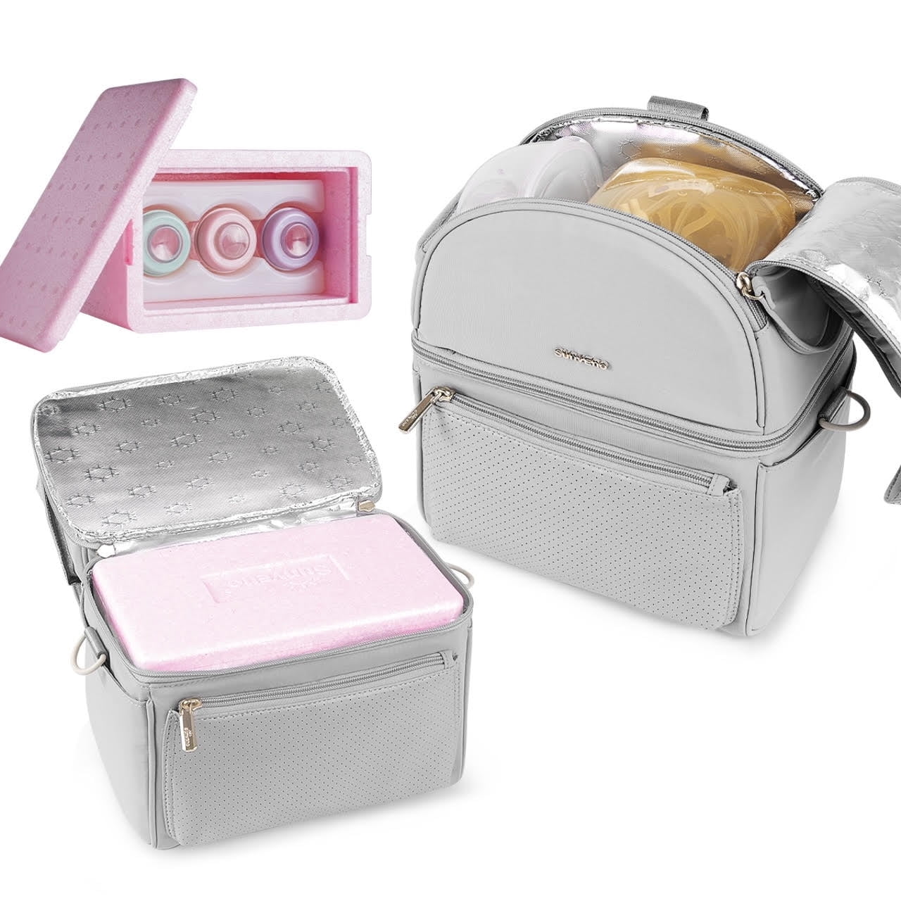 Sunveno Breastmilk Cooler Bag with 2 Ice Pack, Breast Milk Pump Bag with Detachable Insulation