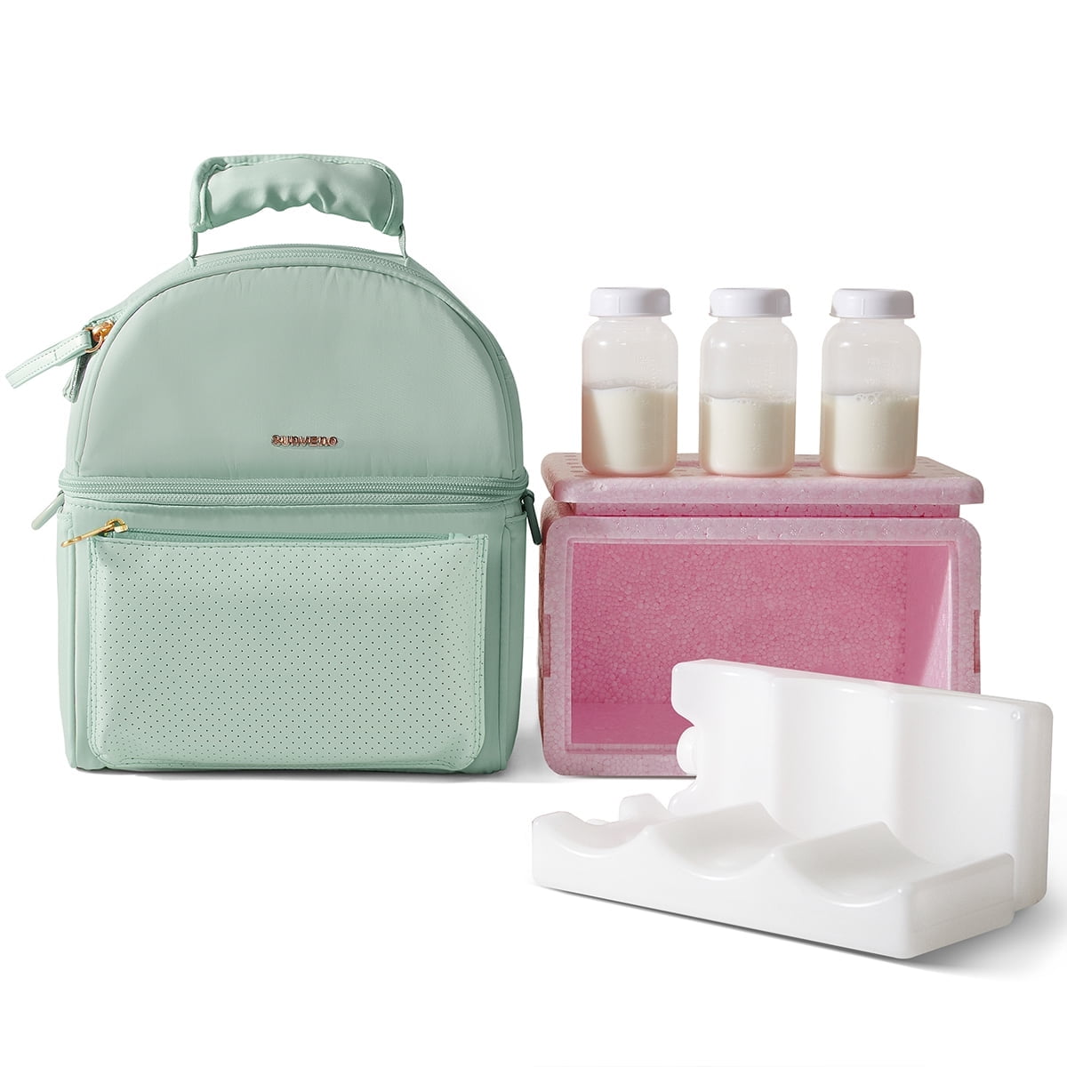 Sunveno Breastmilk Cooler Bag, Thermal Polyester Lunch Bag, Green