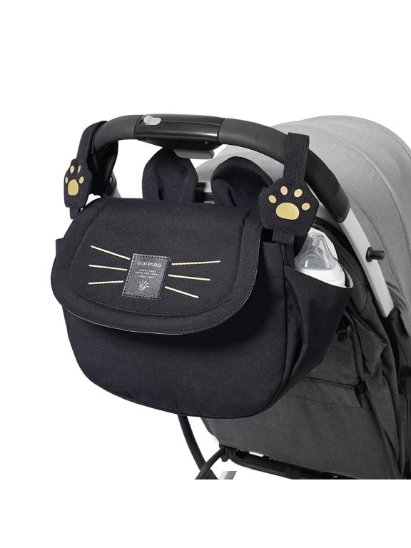 Universal Stroller Organizer with 2 Cup Holders, Adjustable Straps and Multiple Pockets, Black