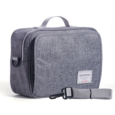 Sunveno Diaper Clutch Bag with Wipe Dispenser, Small Diaper Bag with Shoulder Strap, Gray