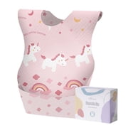 SUNVENO Disposable Baby Bibs with Crumb Catcher, Leakproof Liner, 20 Count
