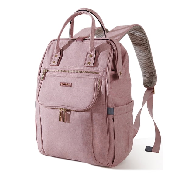Sunveno Easy Open Diaper Bag Backpack with Insulated Pockets, Stroller Straps and Changing Pad, Pink