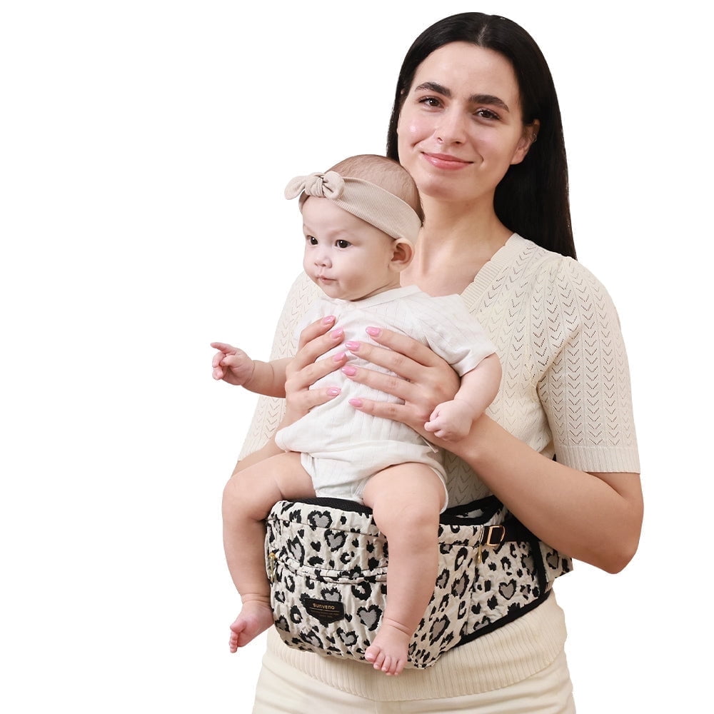 Sunveno Ergonomic Hip Baby Carrier with Seat, Adjustable Waistband & Storage Pockets, Newborn to Toddler up to 45 lbs