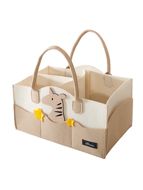 Foldable Polyester Nursery Diaper Caddy Organizer for Infant with Zebra