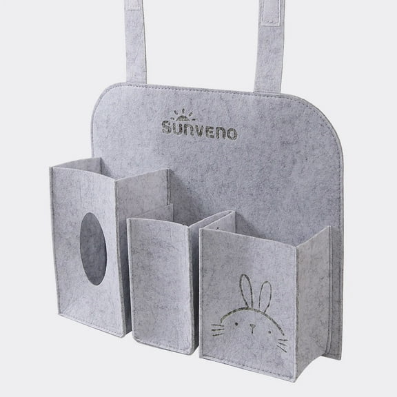 Sunveno Hanging Car Seat Organizer for Front or Rear Seat Storage for Kids, Travel Essentials, Grey