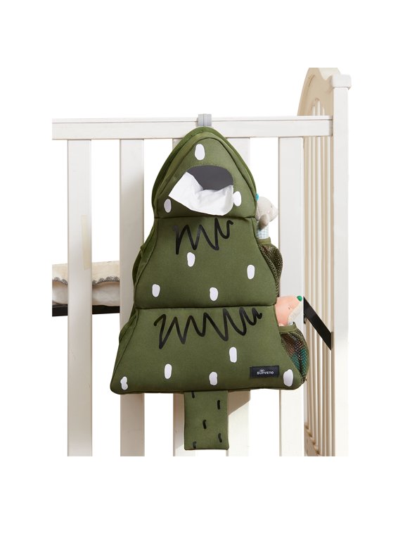 Hanging Diaper Caddy Organizer Crib Nursing Organizer, Green Tree, 1pc