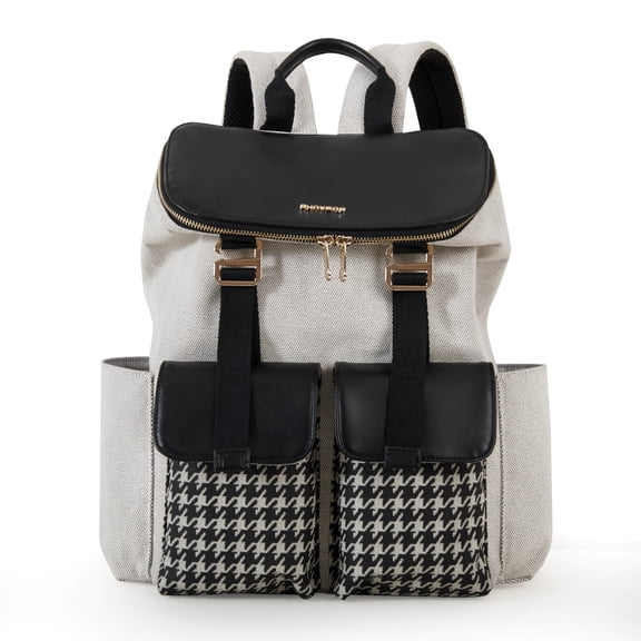 Sunveno Houndstooth Backpack Stylish Diaper Bag with Changing Pad