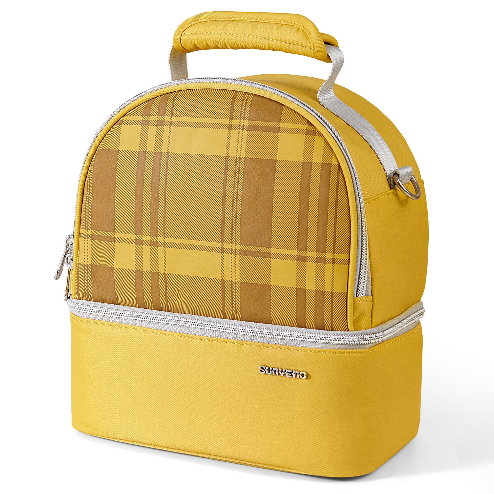 Sunveno Insulated Lunch Box Double Deck Cooler Bag, Yellow