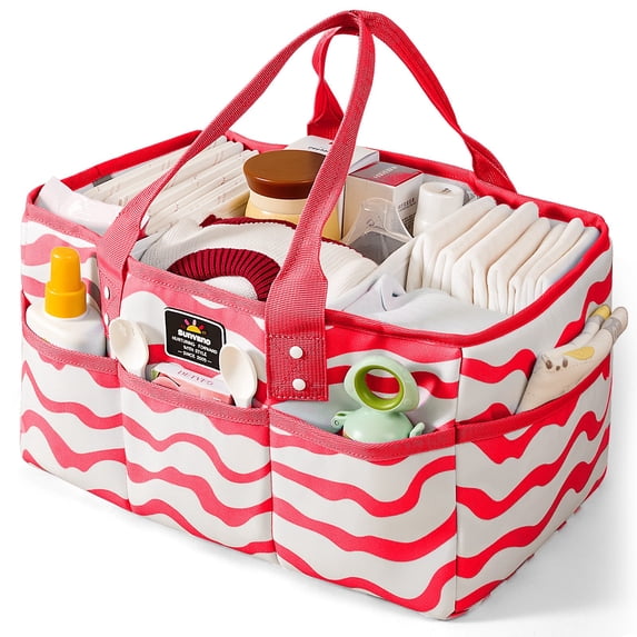Sunveno Large Polyester Nursery Portable Diaper Caddy Organizer for Changing Station