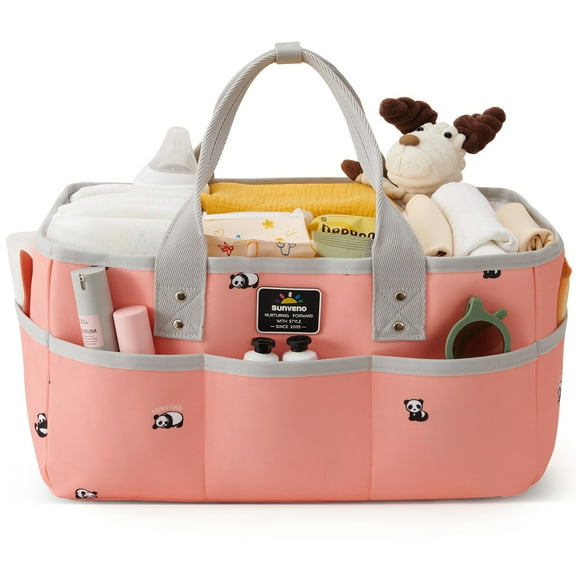 Sunveno Large Polyester Nursery Portable Diaper Caddy Organizer for Changing Station