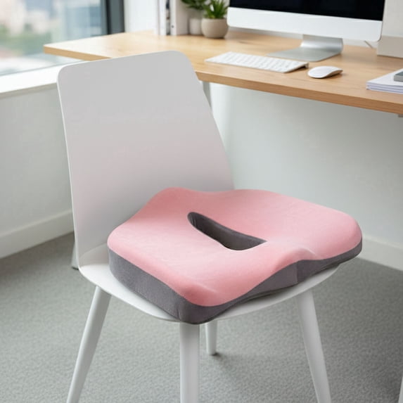 Sunveno Memory Foam Seat Cushion - Tailbone & Posture Support for Office Chair, Driving, and Maternity - Pink