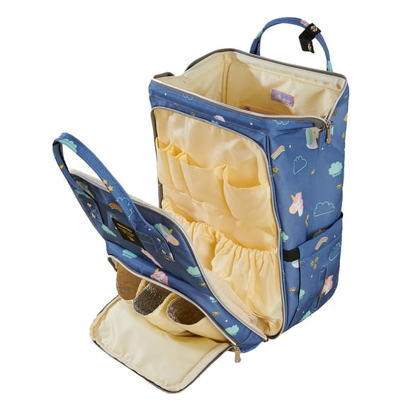 Sunveno Open Wide Diaper Bag Large Capacity Backpack with Changing Pad, Blue