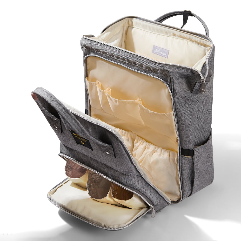 Sunveno Open Wide Diaper Bag Large Capacity Backpack with Changing Pad, Grey