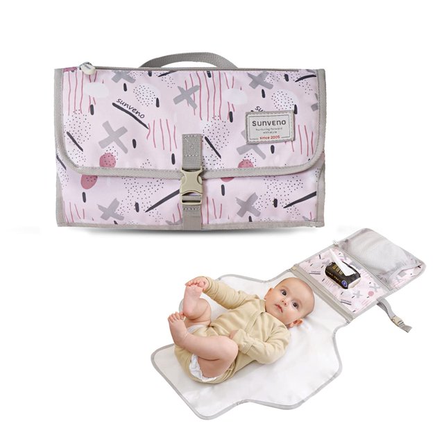 Sunveno Portable Diaper Changing Pad with Wipes Pocket Waterproof