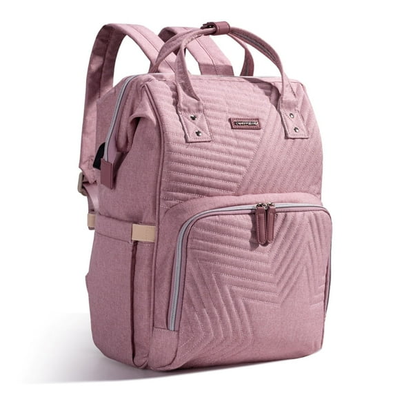 Sunveno Quilted Diaper Backpack Large Capacity Diaper Bag, Pink